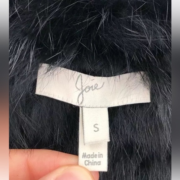 JOIE Andoni Rabbit Fur Vest Black S EUC Designer Luxury - Picture 5 of 8